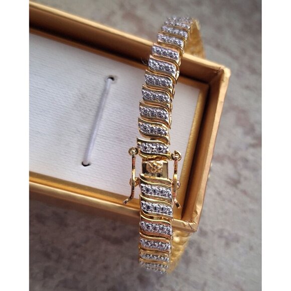 NEW Stella Rose London 18K Gold Plated & Rhinestone Bracelet In Box - Picture 5 of 6